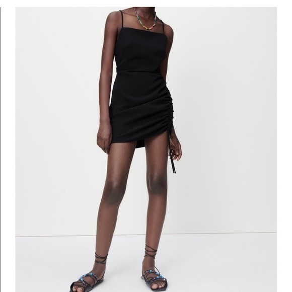 Zara Dresses & Skirts - Zara Black mini Dress drapped Small NWT